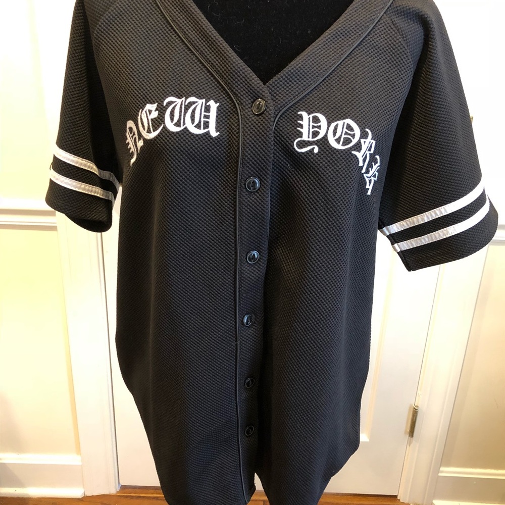 Black and white Baseball inspired button up shirt